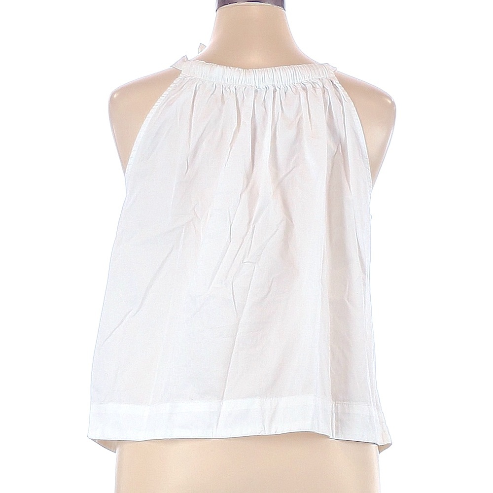FREE ASSEMBLY Preppy White Cotton Sleeveless Tie Halter Bow Neck Tank Top - Picture 9 of 11